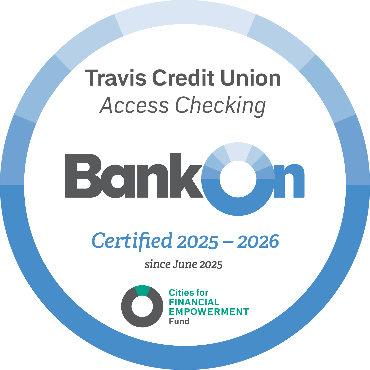 Bank On certified 2025 Travis credit union access checking