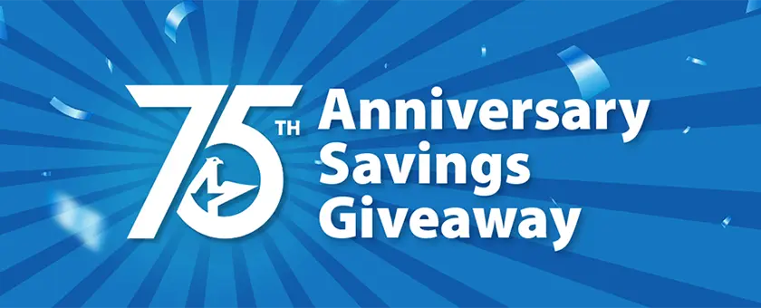 75th anniversary savings giveaway, mobile view