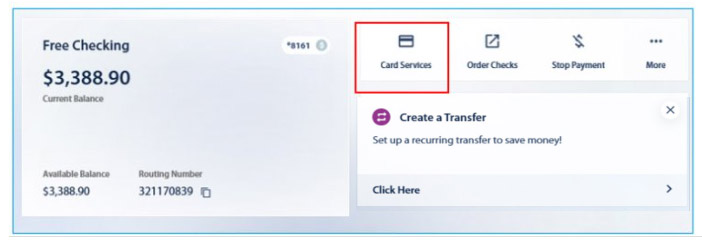 step 2, lock or unlock debit card