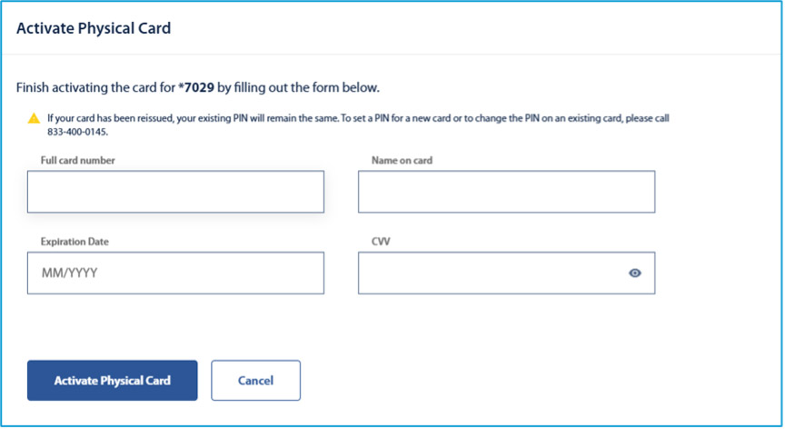 step 6, activate debit card