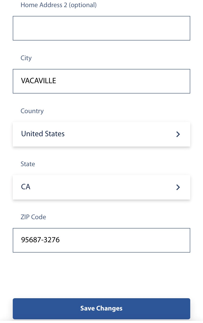 Edit contact information, mobile view, DB Hub, Travis CU,