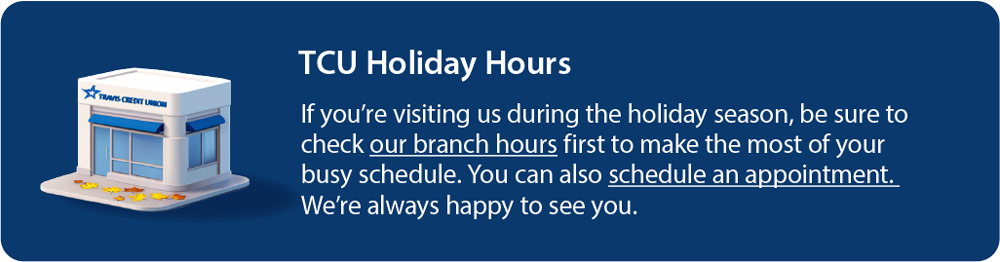 Holiday hours for branches