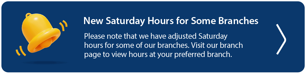 New saturday branch hours for some branches